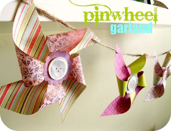 Make a Pinwheel Garland all crafts How To Make Pinwheels {9 darling ways}